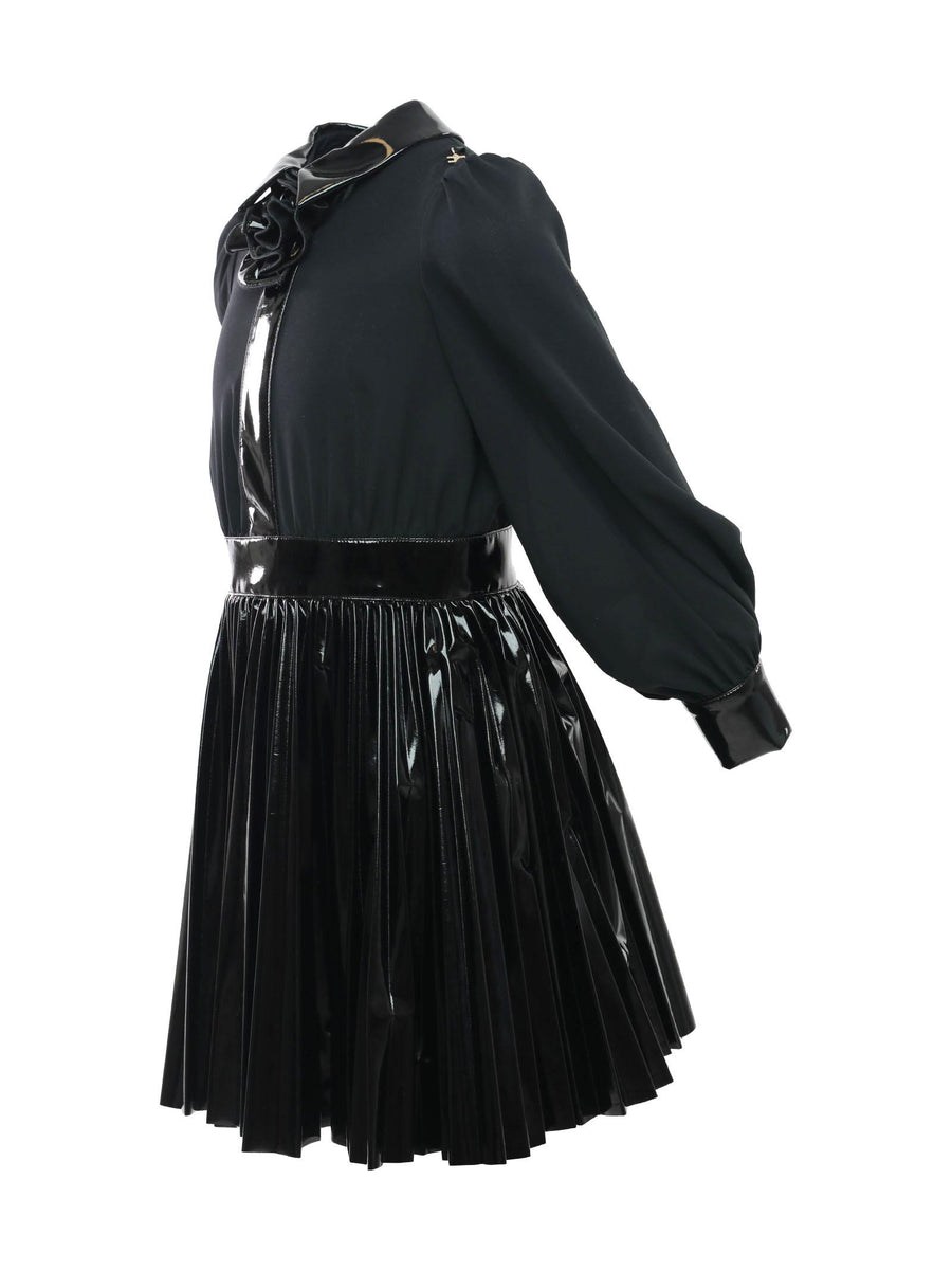 Abito nero con gonna in vinile AB439GA35 N019 Elisabetta Franchi 