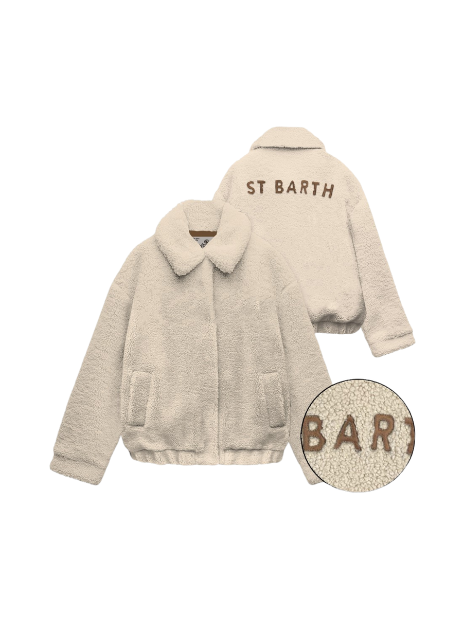 Giubbino effetto teddy Saint Barth beige con logo posteriore JNE0001 00162I MC2 SAINT BARTH 