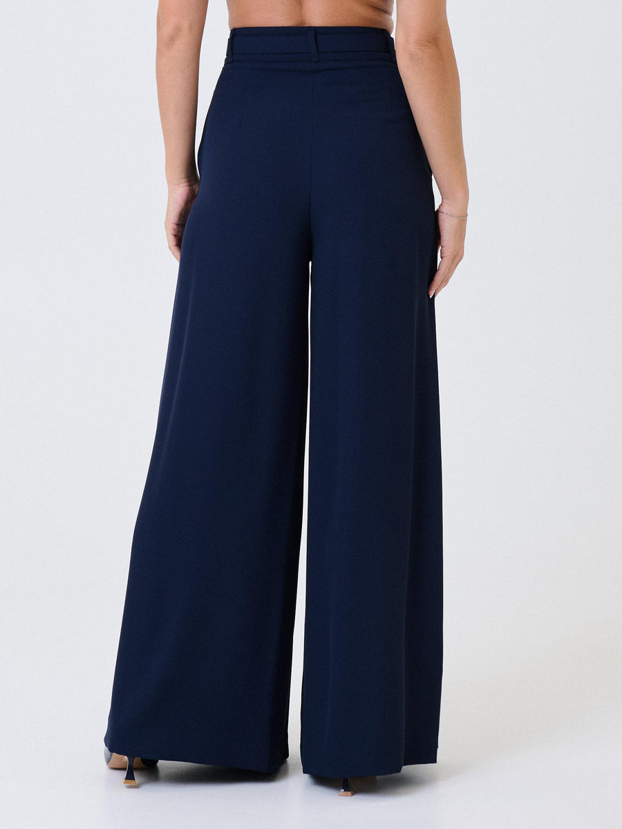 Pantalone ampio a vita alta Imperial blu con pinces e cintura PEZ3KHXC BLU Imperial 