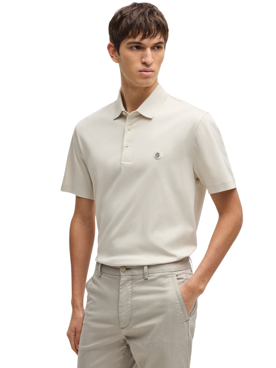 Polo Boss bianca con doppio monogramma 50520297 100 Boss 