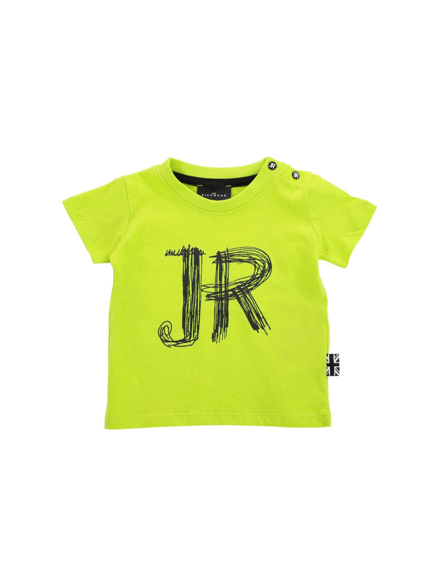 T-shirt verde lime con logo nero effetto pennarello RIP24094TS LIME John Richmond 
