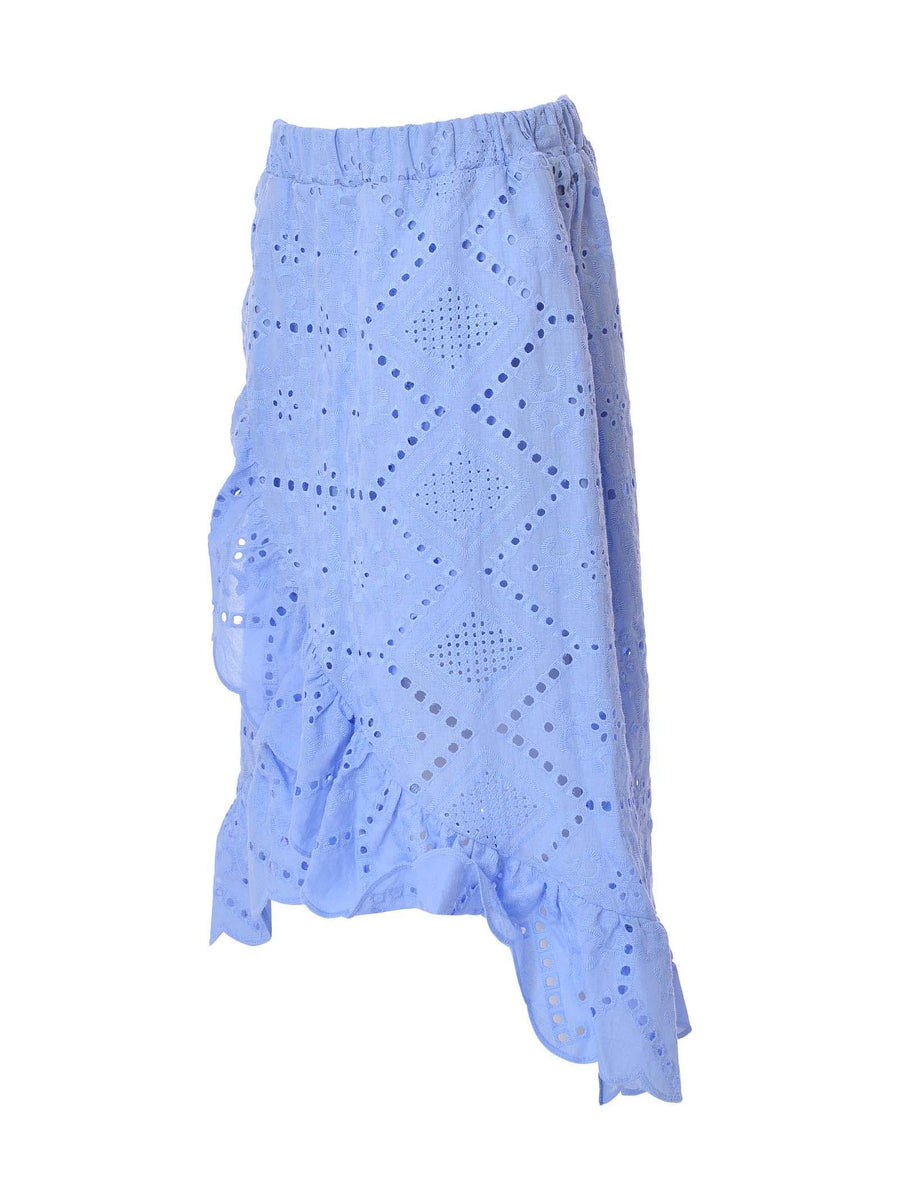 Gonna midi celeste polvere in pizzo san gallo MMBSS22G464 CEL Mariuccia Milano 