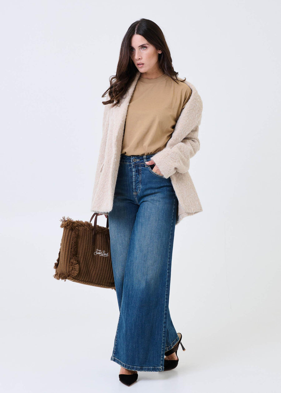 Cappotto Haveone beige in tessuto spazzolato KMIP063 BEIGE Haveone 