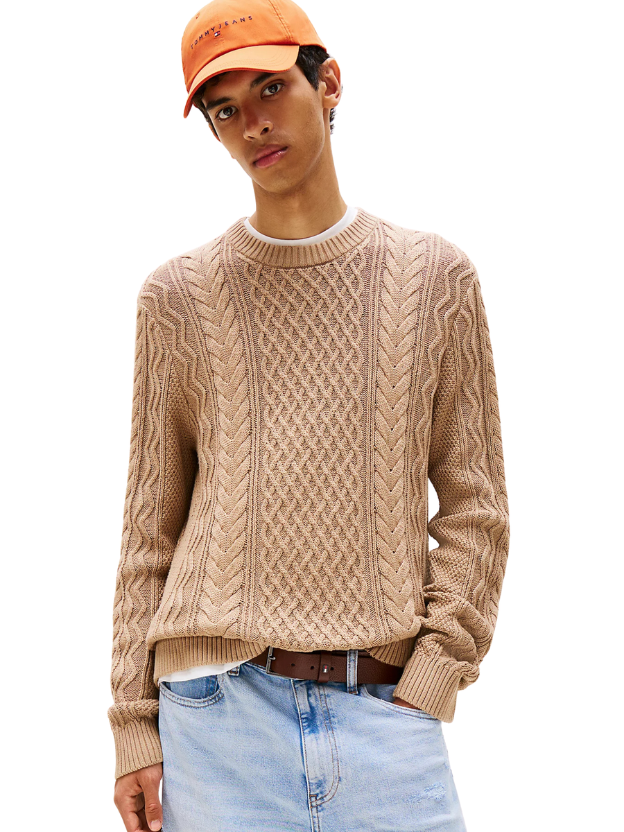 Pullover slim fit Tommy Hilfiger beige con distintivo DM0DM22101 0HD Tommy Hilfiger 