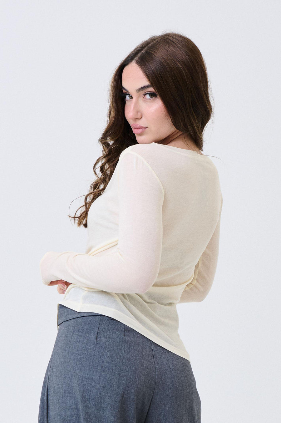 Maglia con drappeggio Armoire bianco panna 25679 PANNA Armoire 