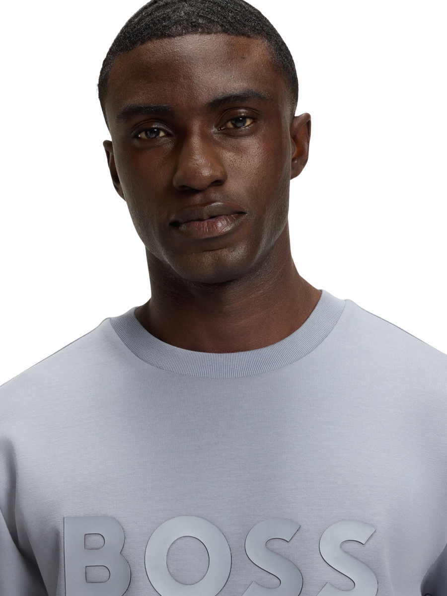 Felpa Boss grigia con maxi logo frontale 50506119 026 Boss 