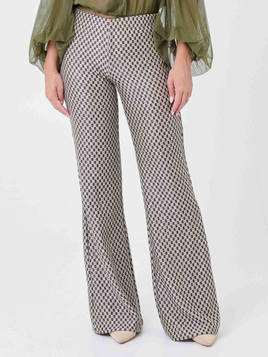 Pantalone a vita alta Pho Firenze rosa e verde in filo lurex 5424004CC3 LUXURY PHO FIRENZE 