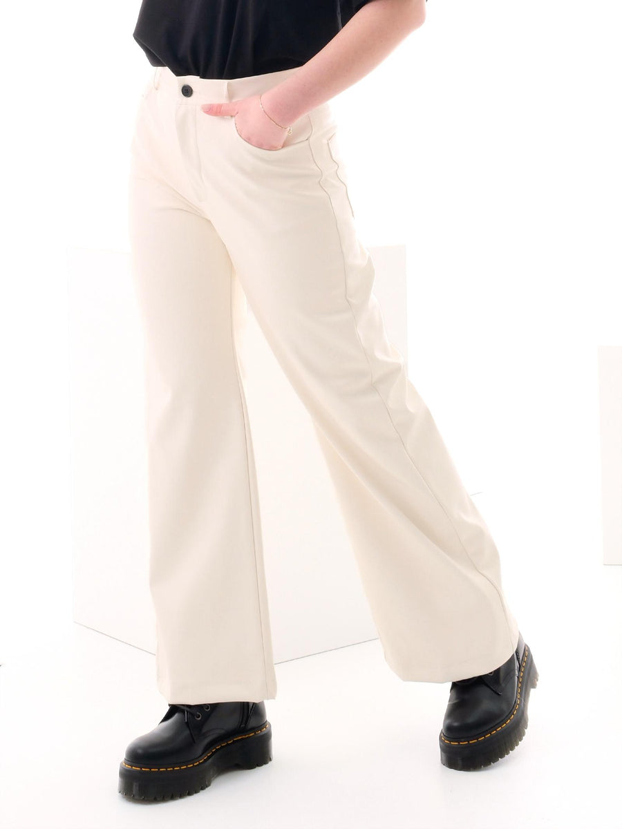 Pantalone a gamba larga Vicolo burro in ecopelle TD0251 BURRO Vicolo 