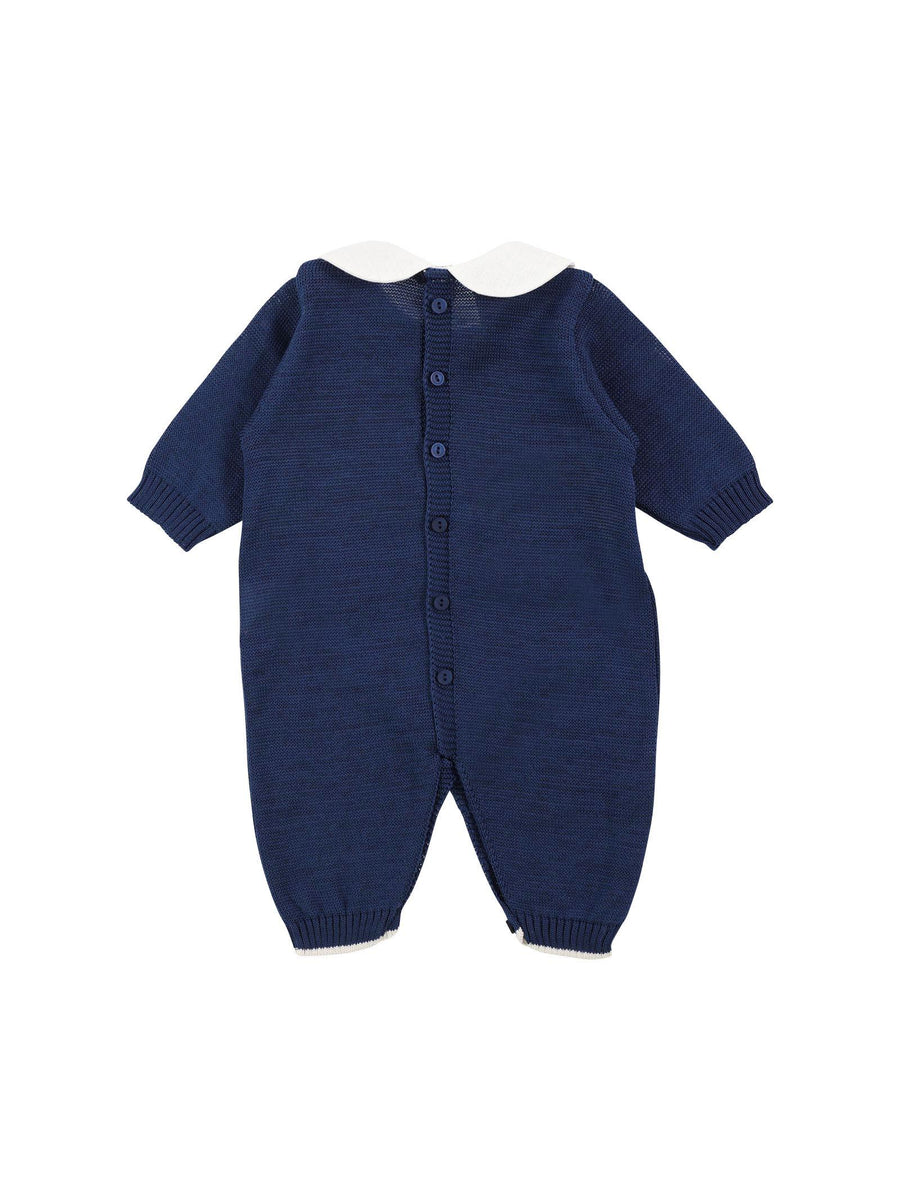 Tutina blu e natural bio con rombi ricamati EL7010 C7NB Marlù 