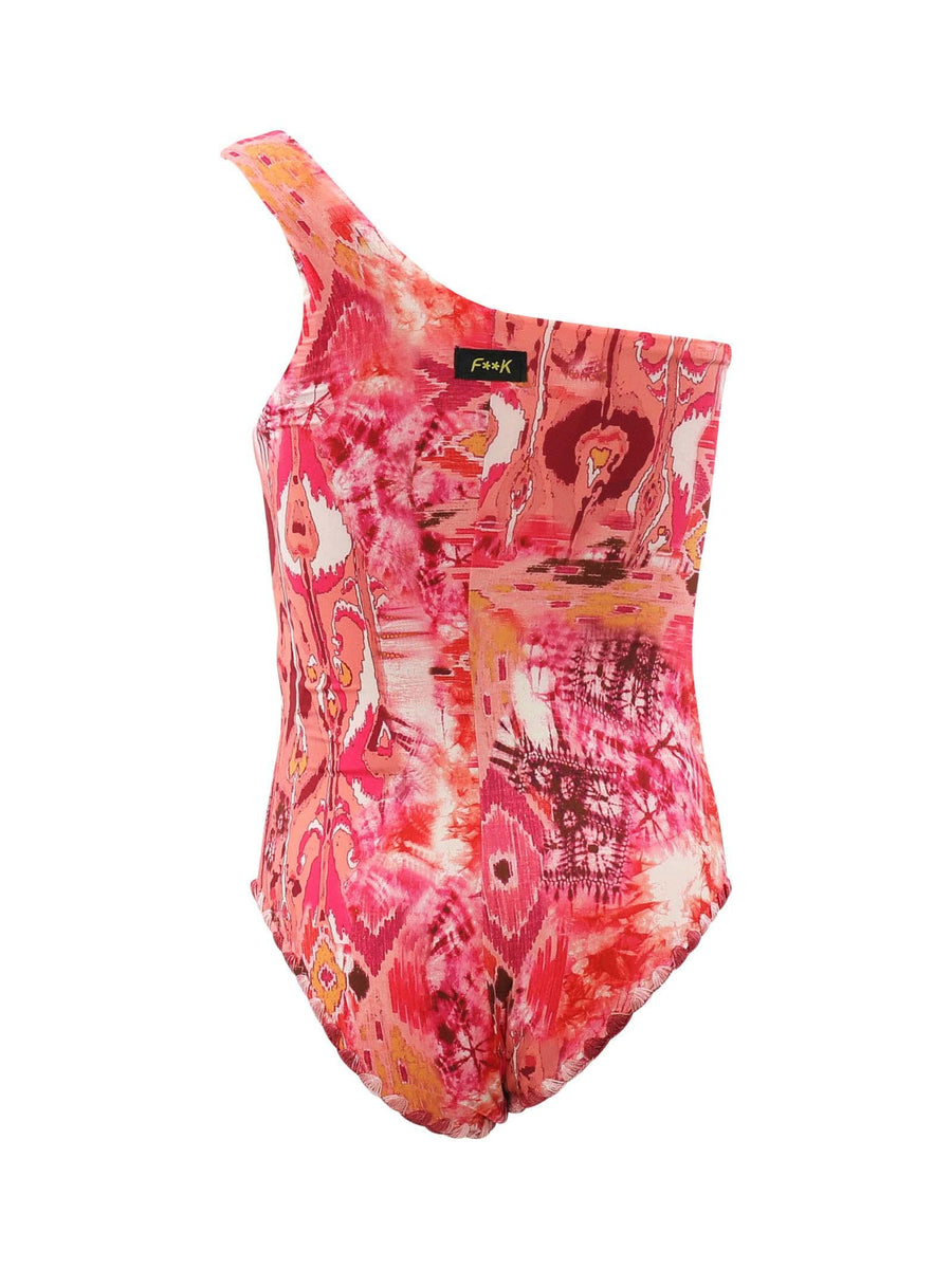 Costume intero a monospalla fantasia fucsia FJ23-0302 X1 Fk 