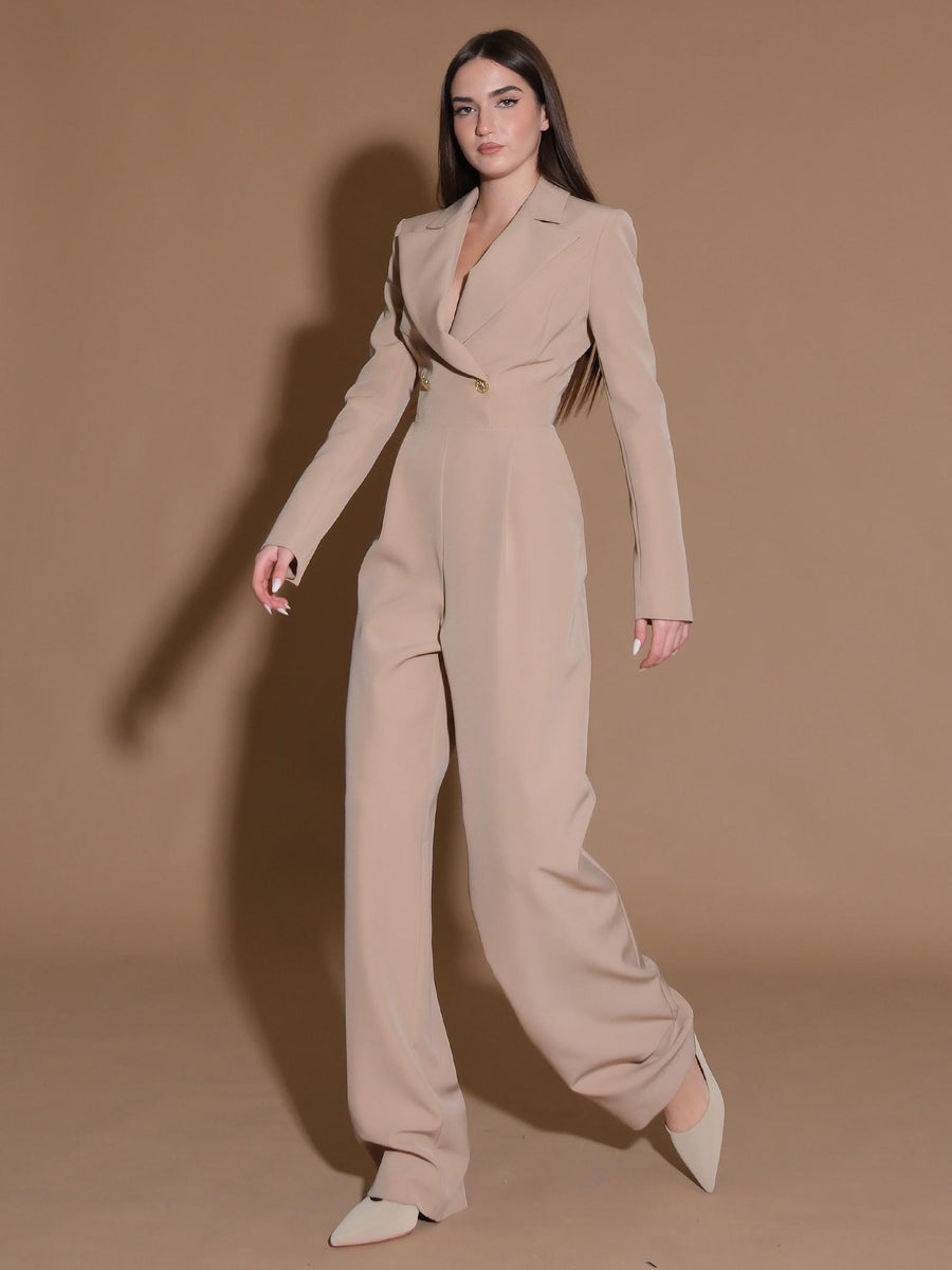 Tuta doppiopetto a palazzo cammello SD7001MUF BEI Silence Limited 