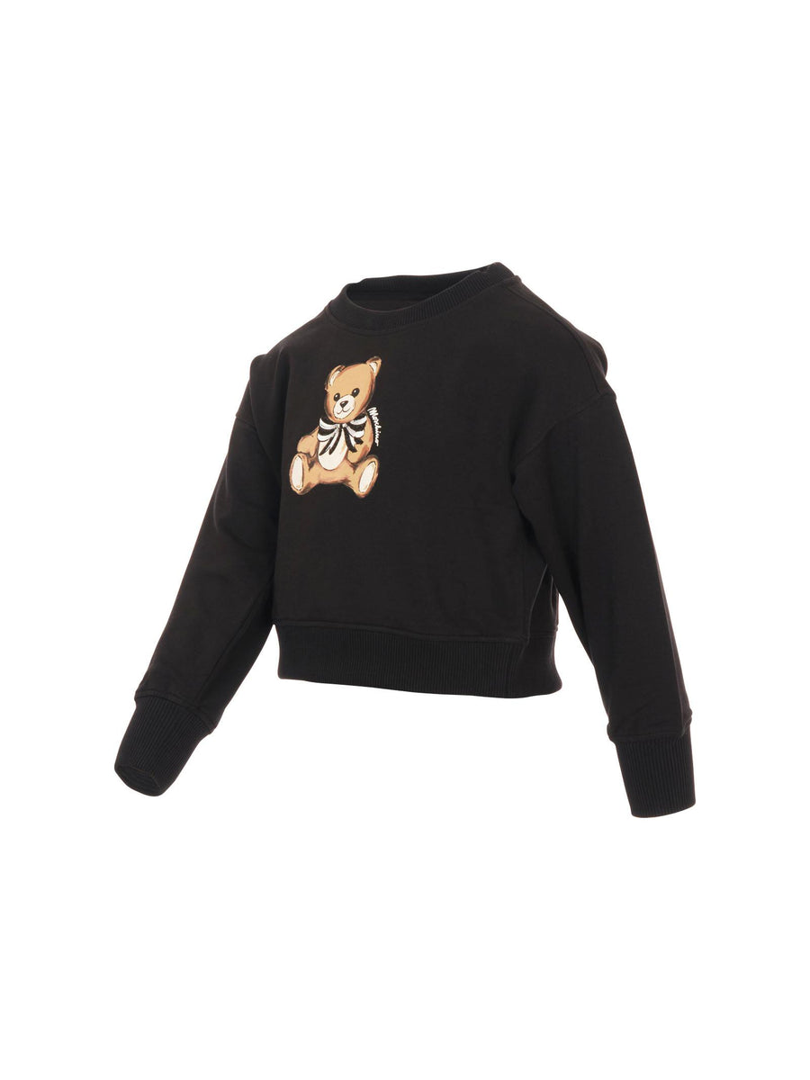 Felpa Moschino nera con teddy bear e fiocco frontale HDF06G 60100 Moschino 