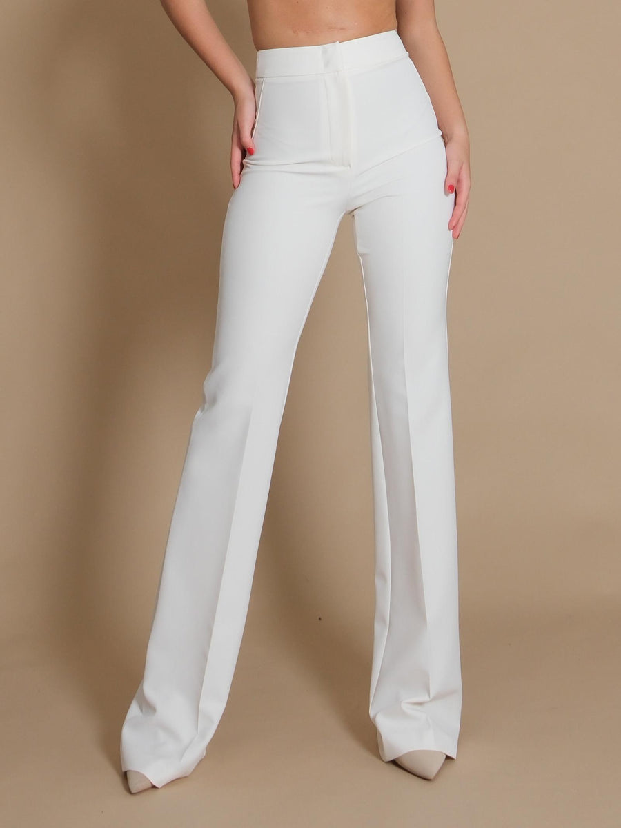 Pantalone flare Silence Limited vita alta mezza zampa bianco NP2003T MILK Silence Limited 