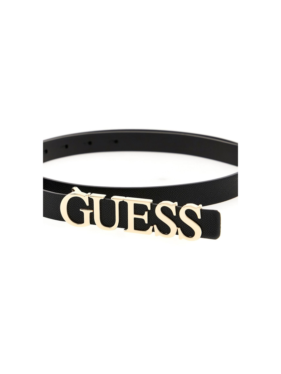 Cintura Guess nera con maxi fibbia logo lettering dorato BW9257P5320 BLA Guess 