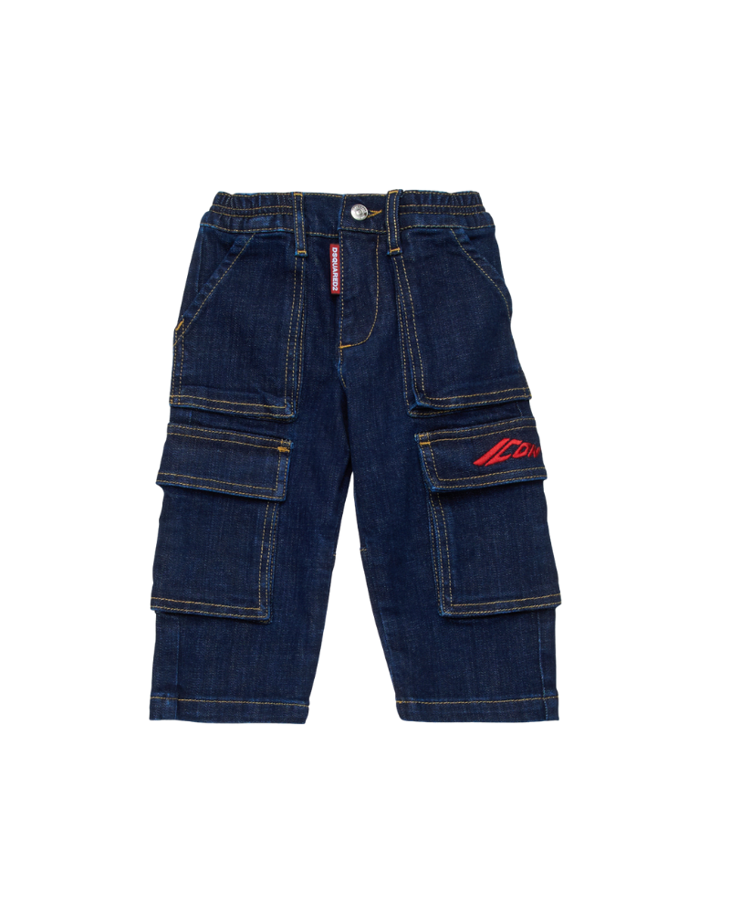 Jeans cargo Dsquared blu con ricamo ICON DQ3149 DQ01 Dsquared 