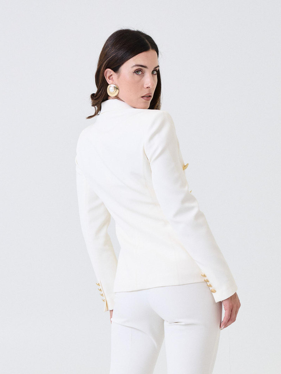 Giacca "Libra" Silence Limited doppiopetto bianco latte con bottoni oro NPR235GOLD MILK Silence Limited 