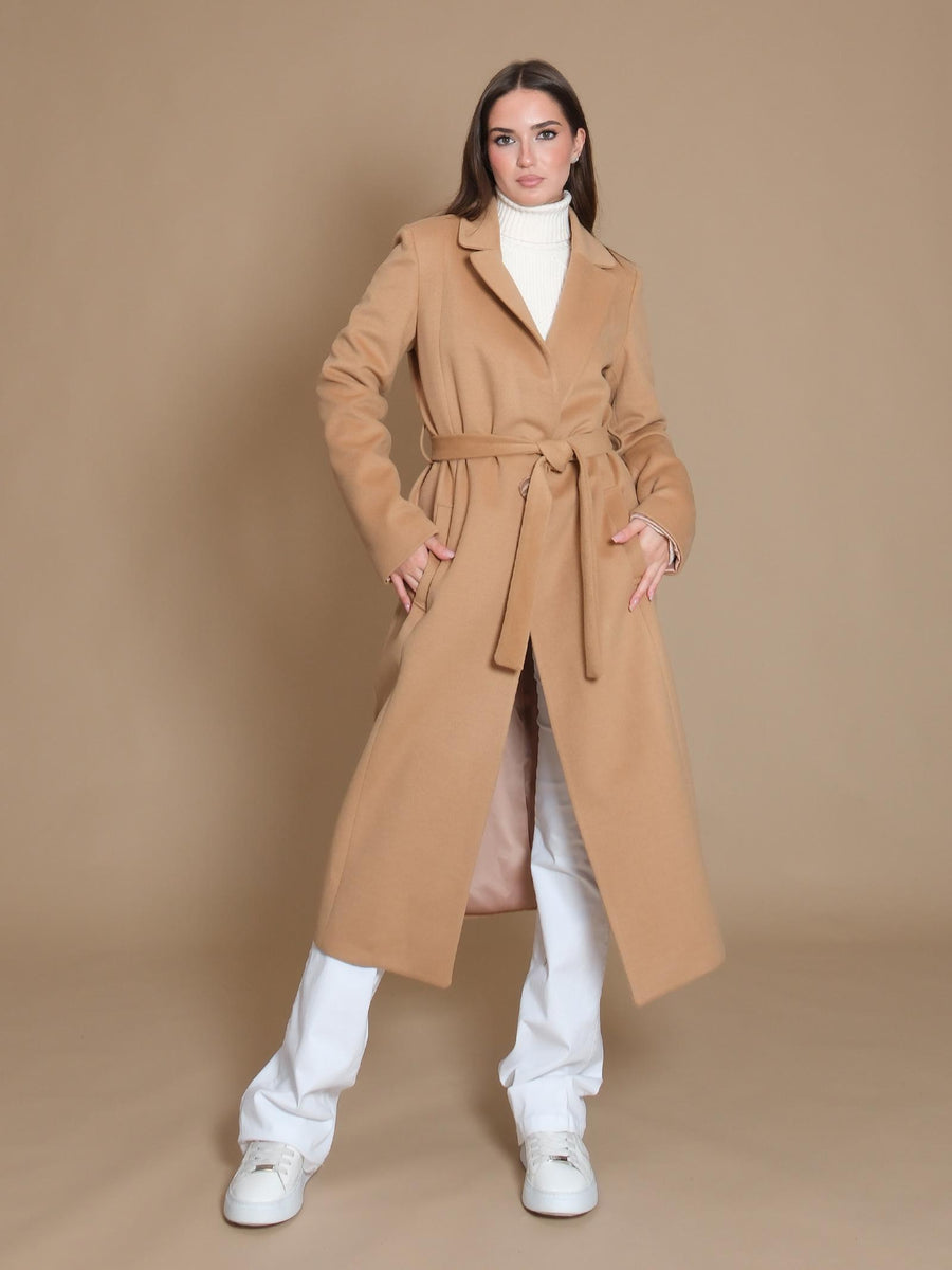 Cappotto Armoire lungo a vestaglia con tasche a filo cammello SP196 CAMMELLO Armoire 