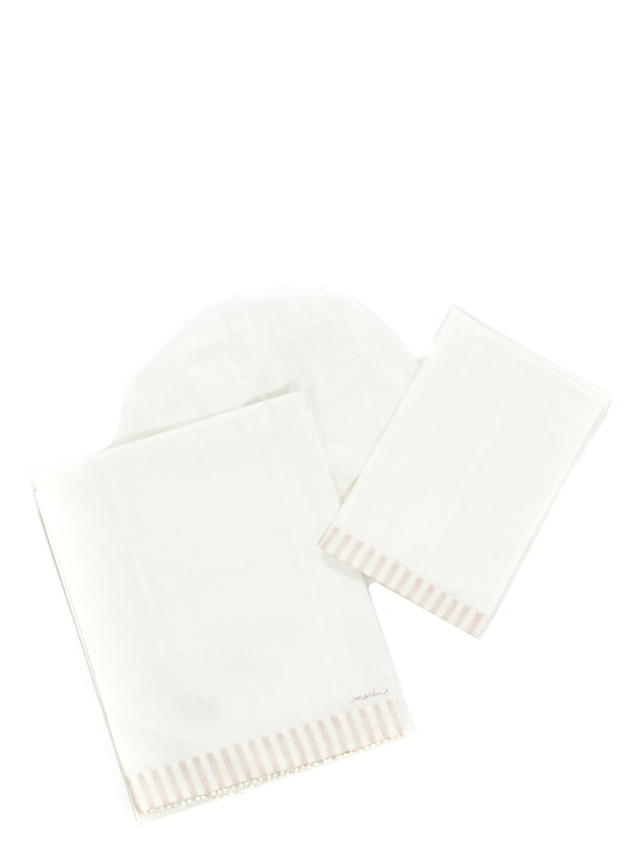 Set lenzuola bianco con ricami rosa ES27LE C299 Marlù 