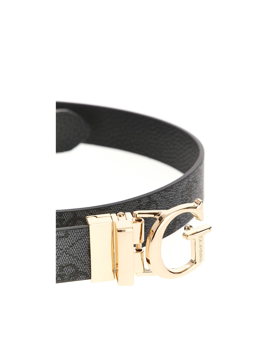 Cintura Guess nera con fibbia "g" dorata e stampa monogram BW9266P5330 CLO Guess 