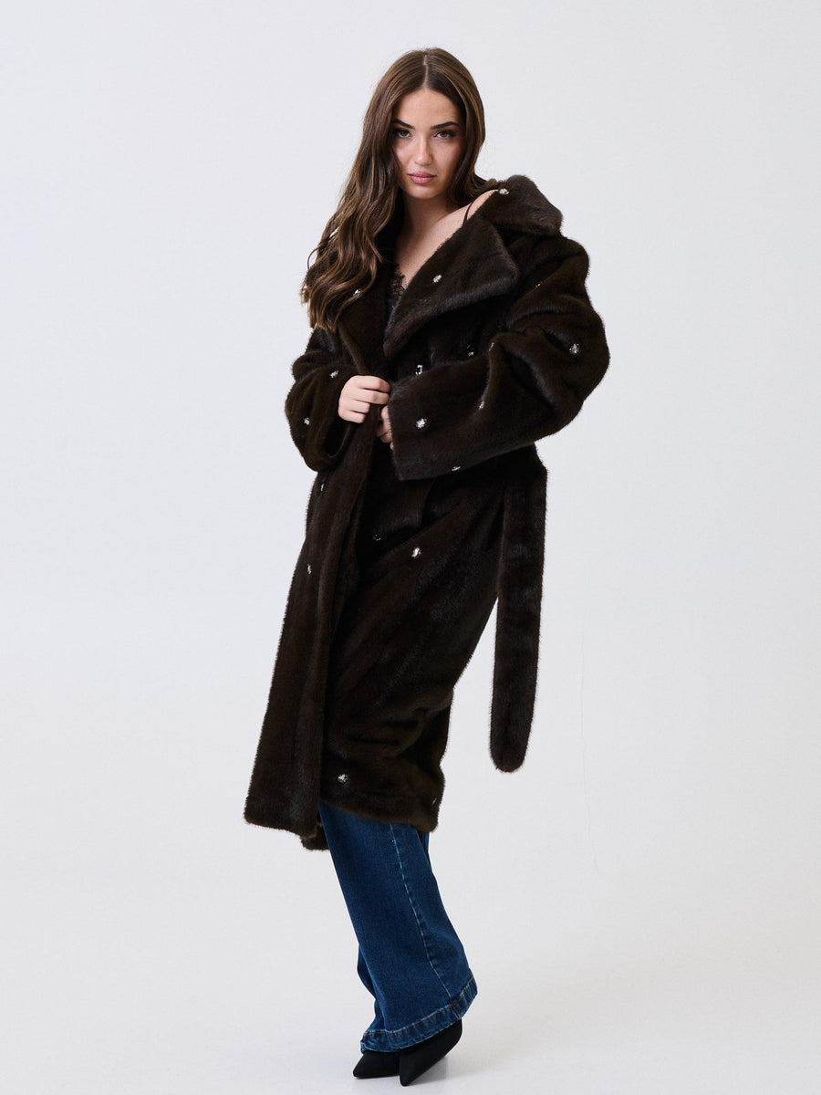 Ecopelliccia Vicolo moro con cristalli applicati TF0046 FU69 Vicolo 