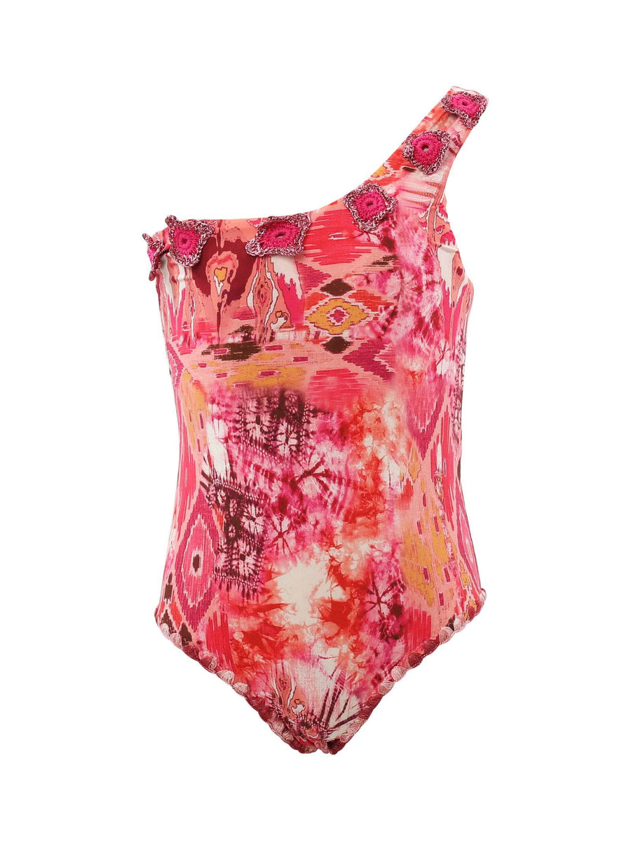 Costume intero a monospalla fantasia fucsia FJ23-0302 X1 Fk 