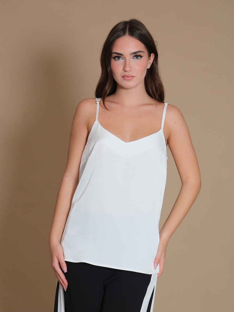 Top canotta bianca satinata BOU829 BIANCO Silence Limited 