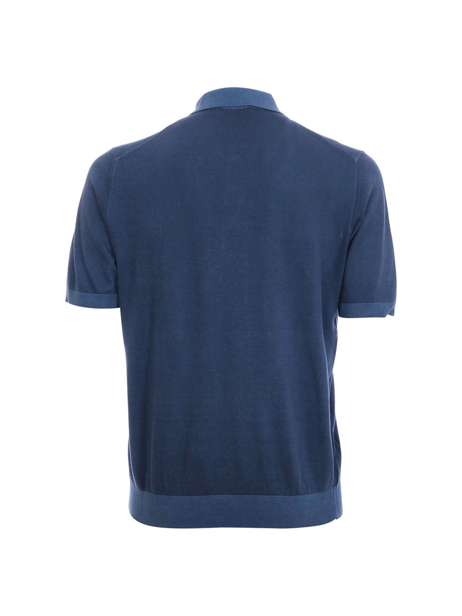 Polo Portofino blu con colletto e bordi elasticizzati a contrasto M7302 680 Portofino 