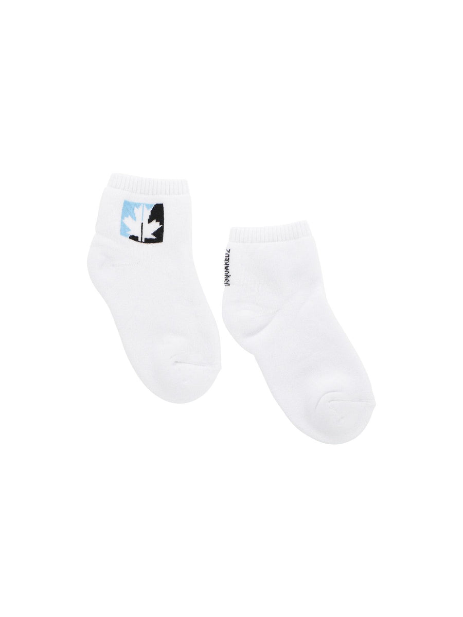 Calzini bianchi con logo nero e azzurro DQ2192 DQ100 Dsquared 