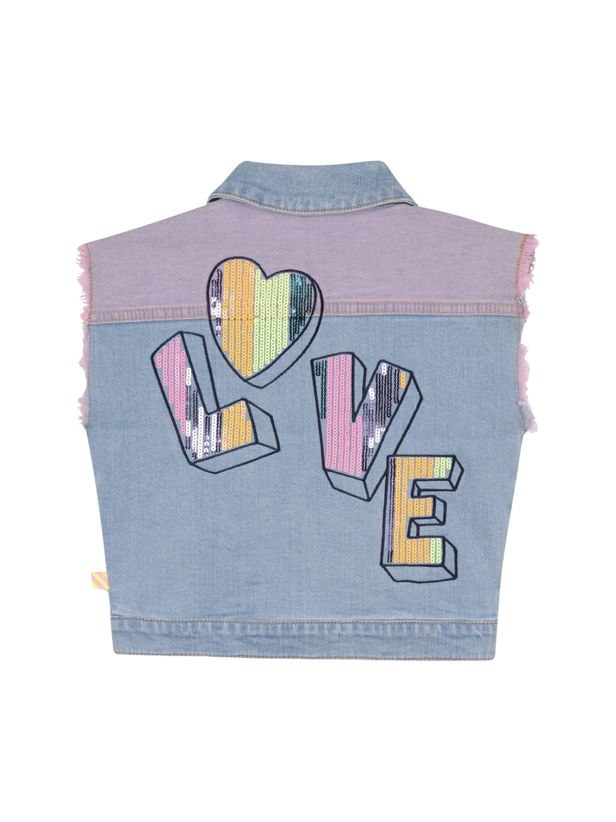 Gilet Billie Blush di jeans con stampa LOVE posteriore U21069 Z13 Billie Blush 
