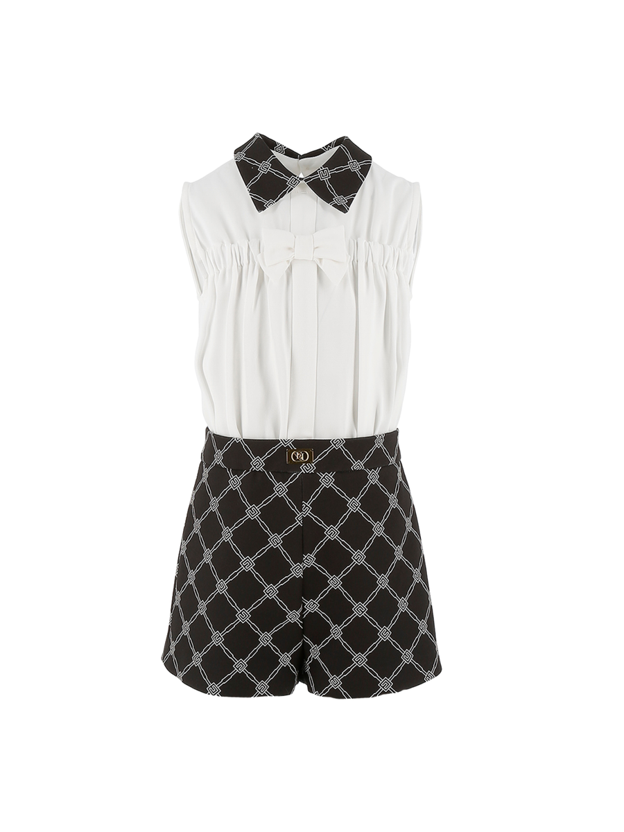 Tuta Elisabetta Franchi bianca e nera con fantasia geometrica EFTA100 D388 Elisabetta Franchi 