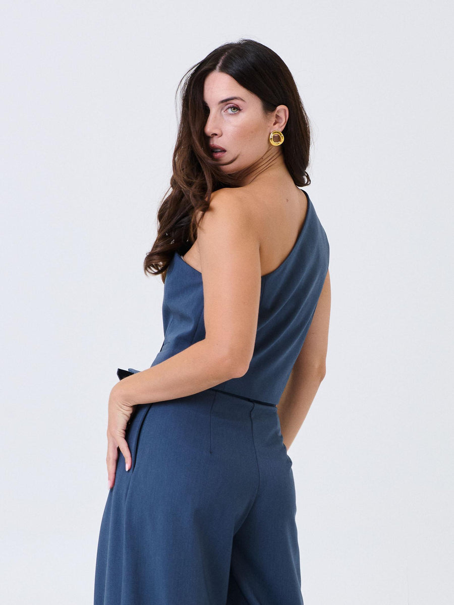 Gilet monospalla Imperial blu denim con bottoni LC88KBY BLU DENIM Imperial 