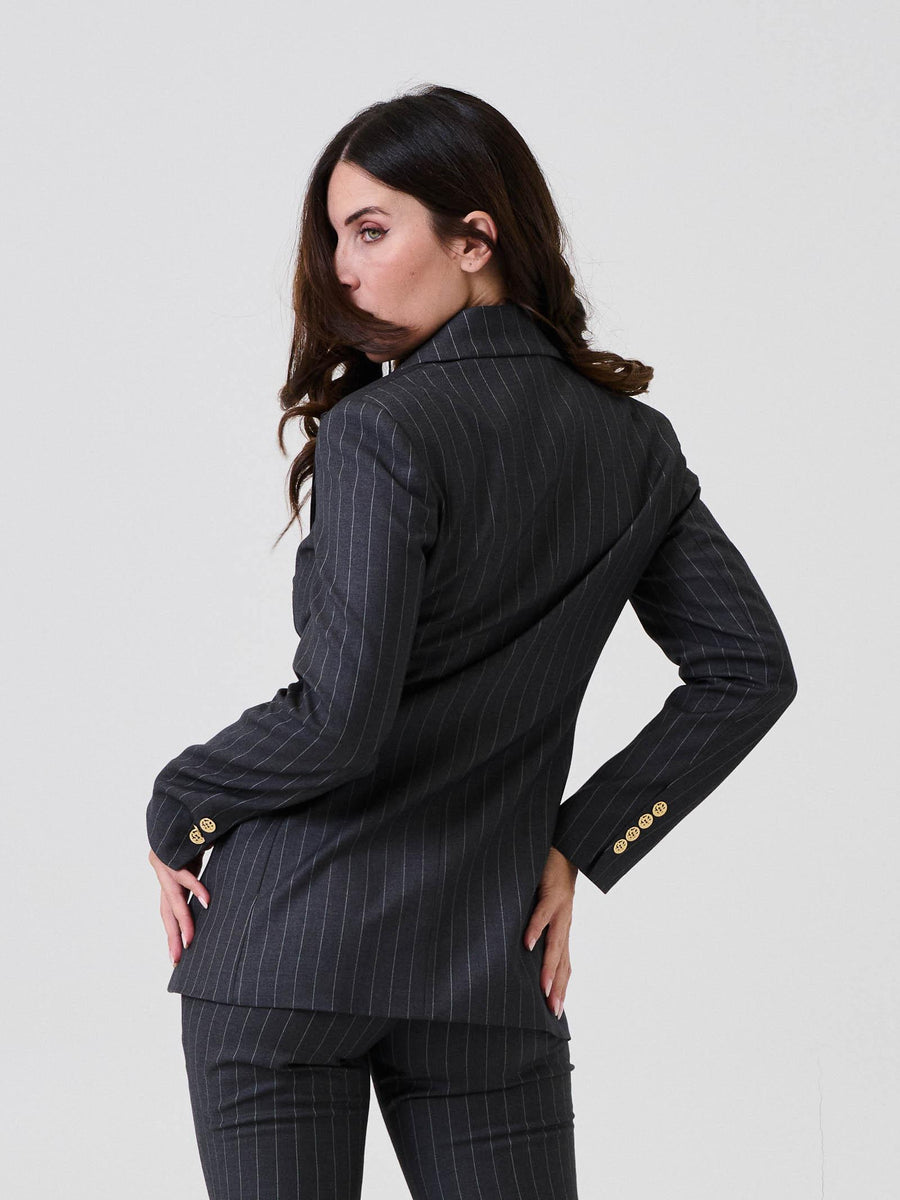 Giacca doppiopetto Silence Limited grigia a righe SD5065 GRAPHITE Silence Limited 