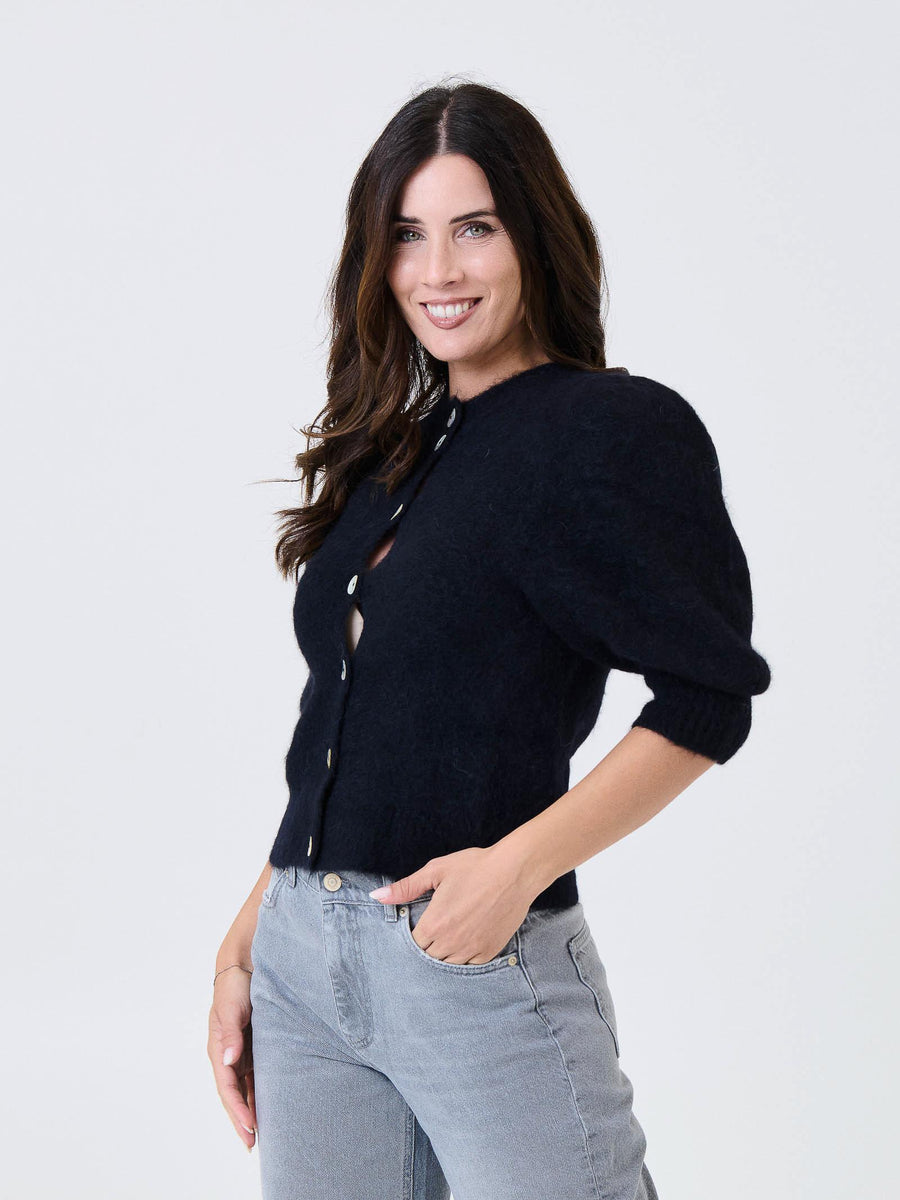 Cardigan Kontatto nero con maniche a palloncino 3M0873C NERO kontatto 