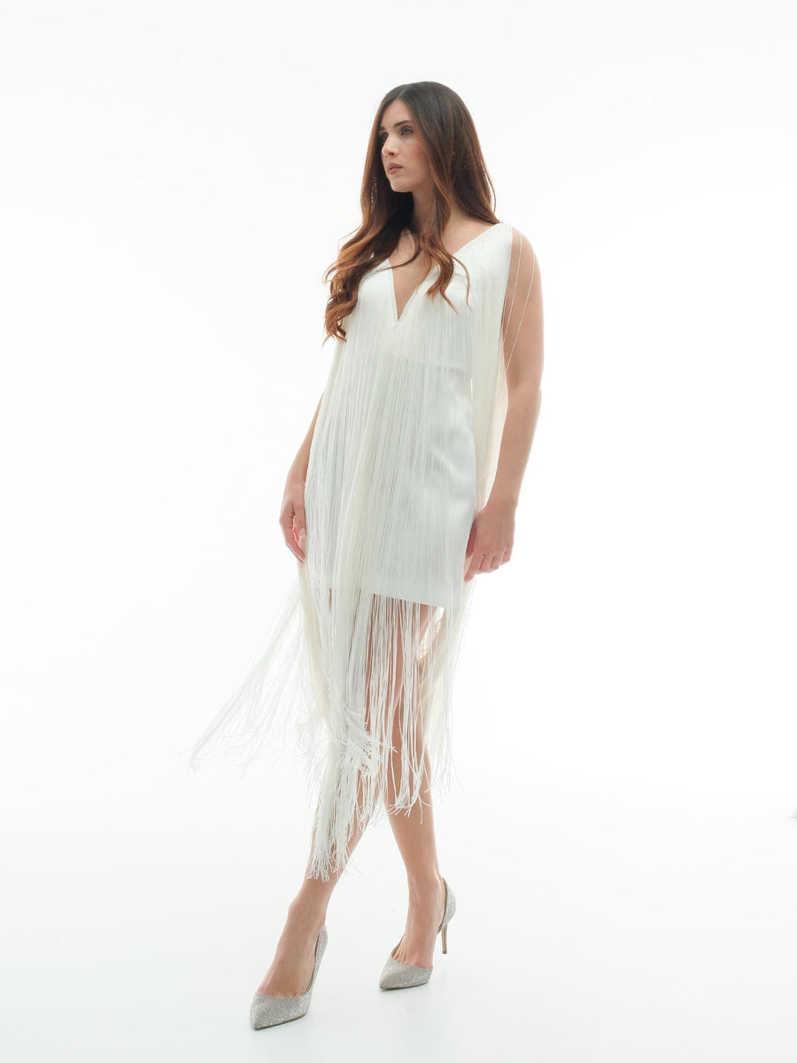 Abito "scenic" Silence Limited bianco con frange SD9055 OFFWHITE Silence Limited 