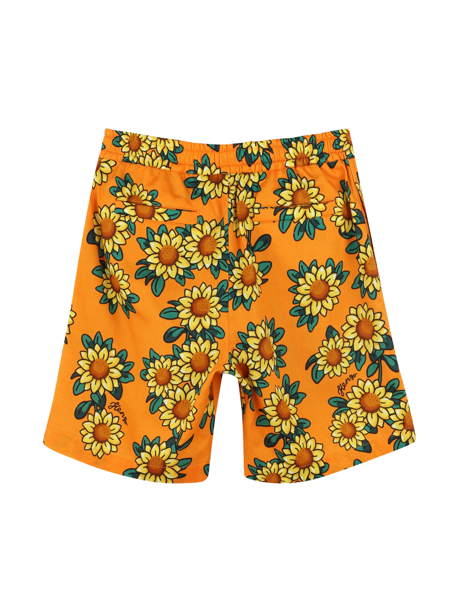 Shorts Kenzo arancione con stampa girasoli all over K61109 423 Kenzo 