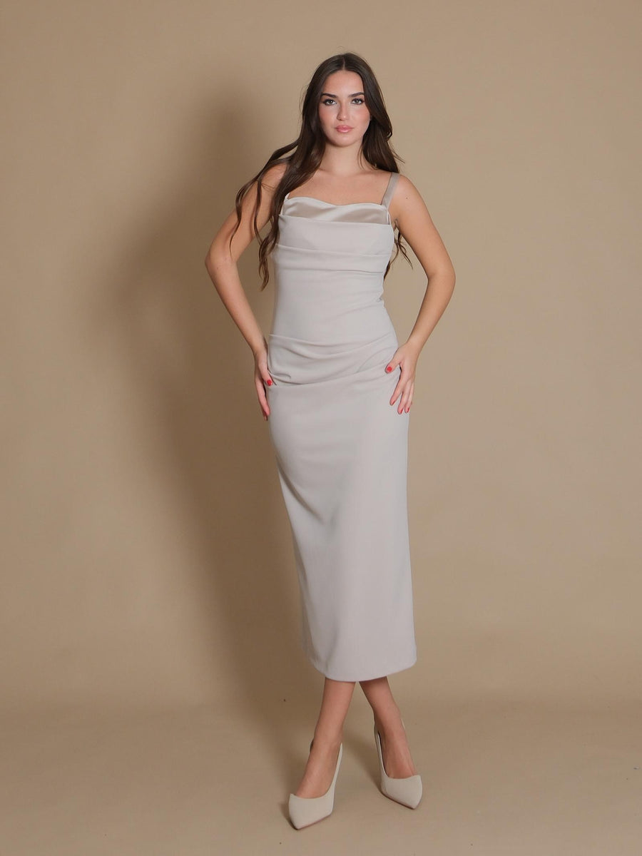 Abito midi Imperial con scollo a cuore beige luna AFAHIAW BEIGE LUNA Imperial 