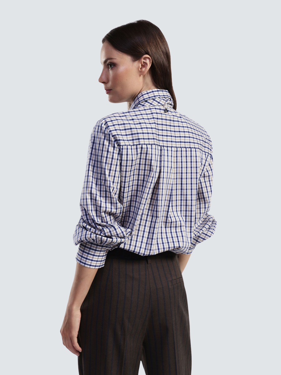 Camicia a righe Dixie blu e moro con cravatta CFALYCMUA MORO Dixie 