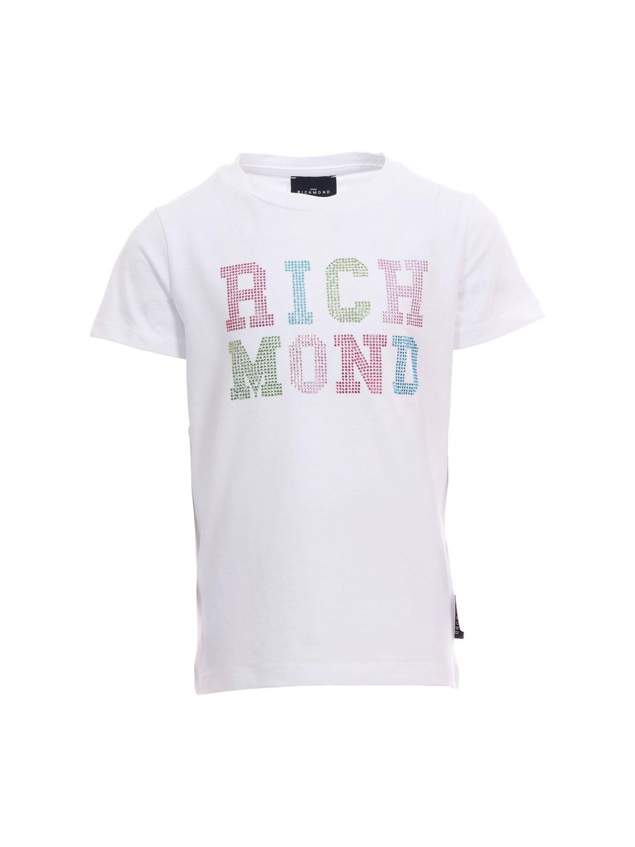 T-Shirt John Richmond bianca con logo in strass RGP25205TS WHITE John Richmond 