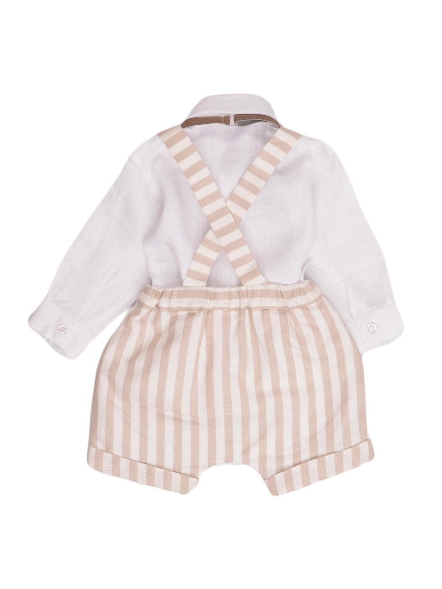 Completo con pagliaccetto a righe beige EG21860 C1600 Marlù 