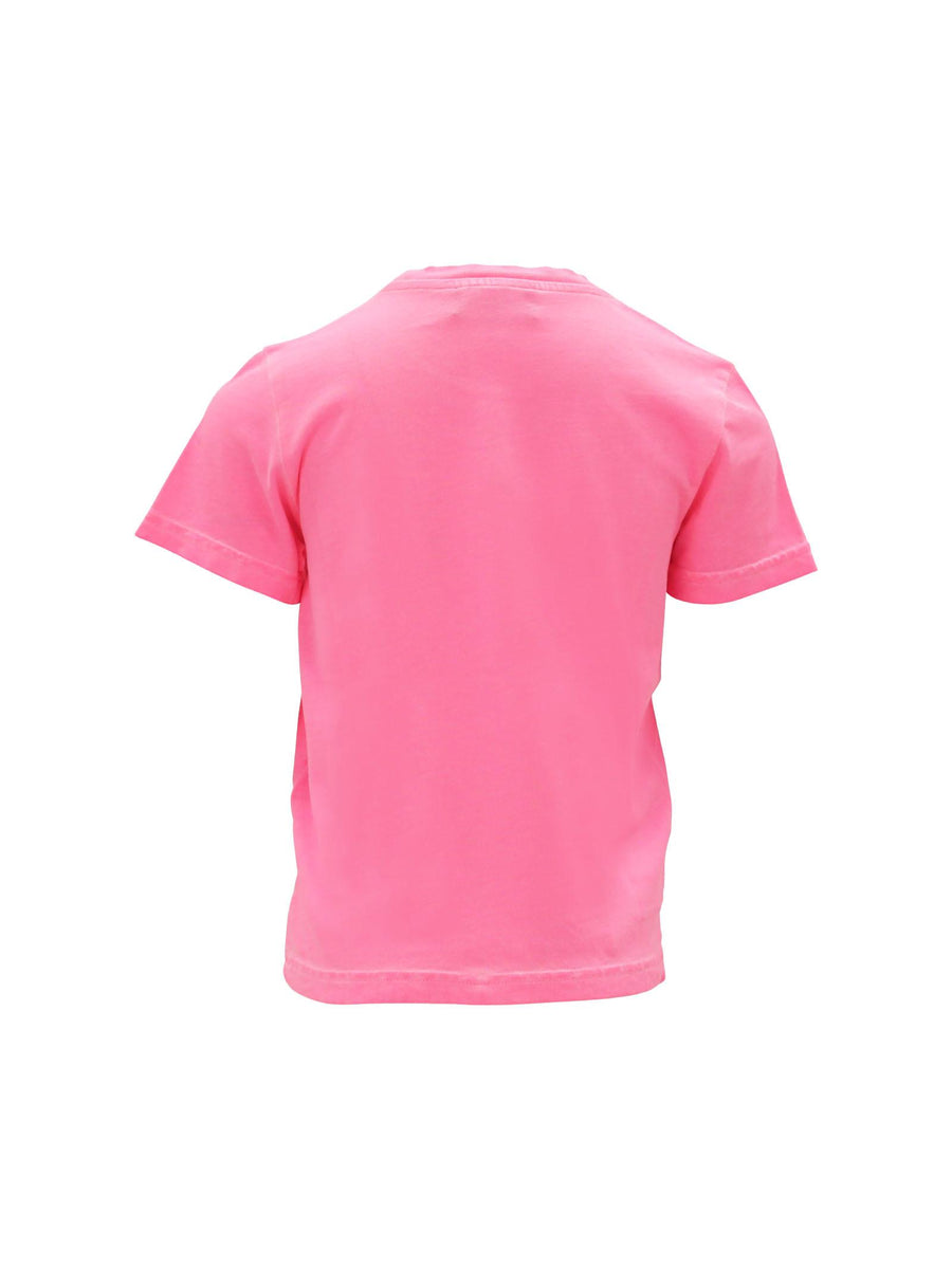 T-shirt fucsia fluo con applicazione logo Icon verde DQ2416 DQ318 Dsquared 