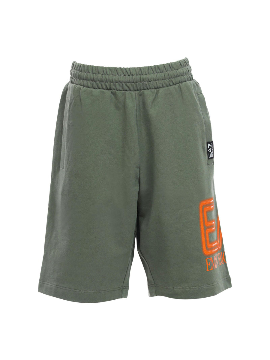 Bermuda verde militare con logo effetto neon 3DBS57BJ05Z 1846 EA7 