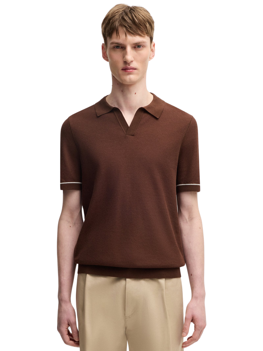 Polo Boss marrone con colletto jhonny 50537654 204 Boss 