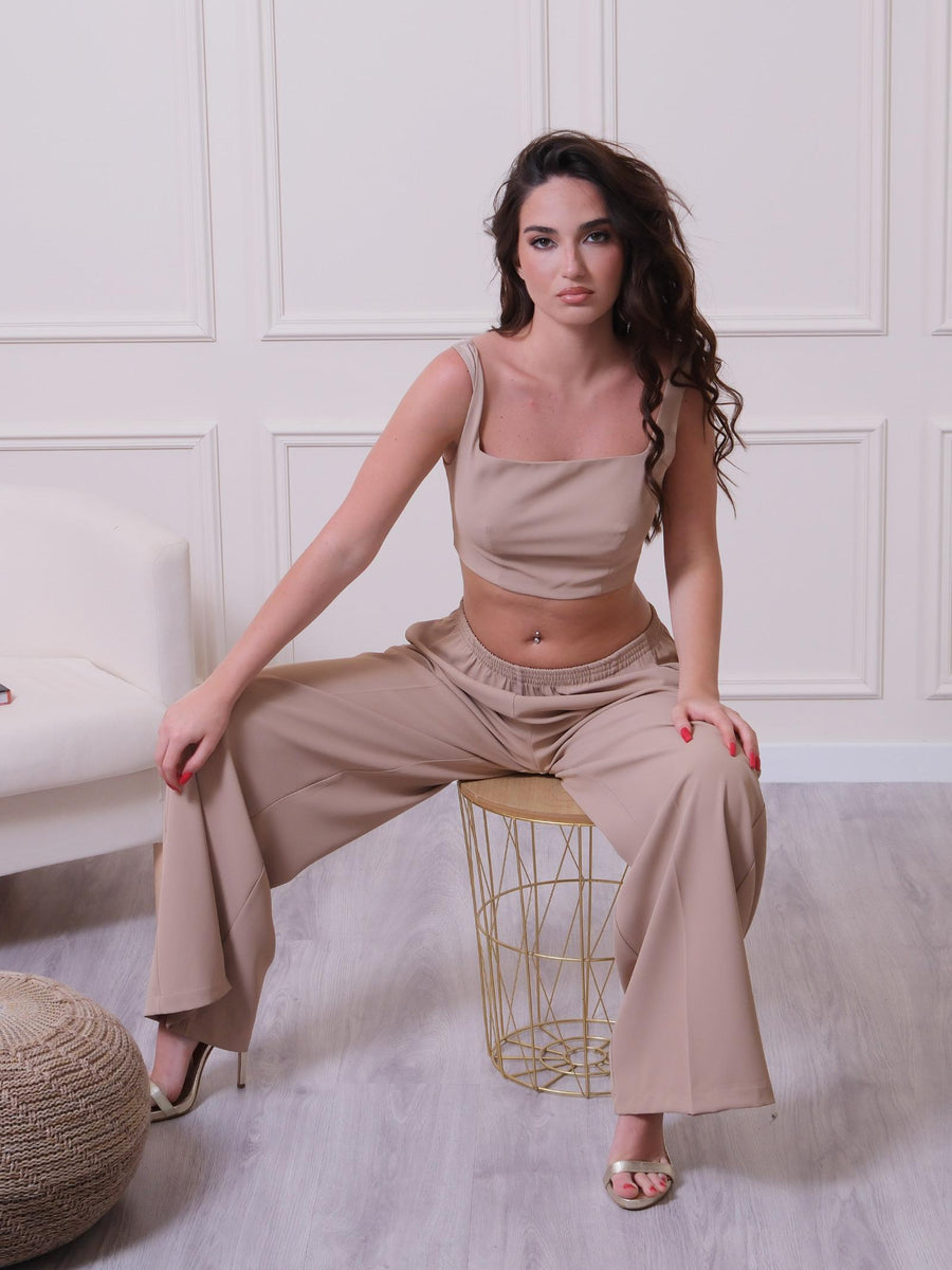 Crop top cammello con scollo quadrato e spalline RFW8HE6 CAMMELLO Imperial 