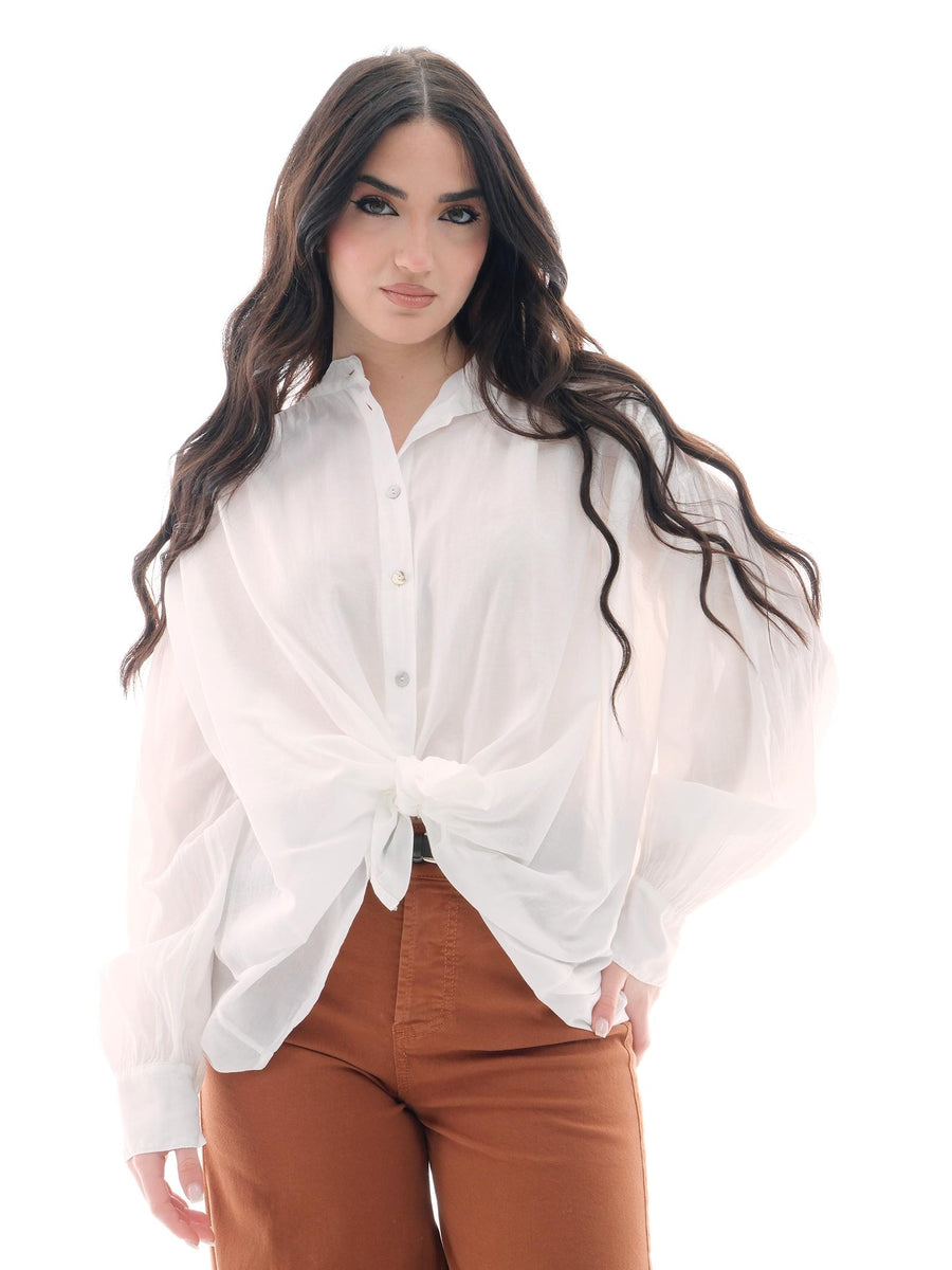 Camicia Armoire bianco latte con nodo frontale F8389C LATTE Armoire 