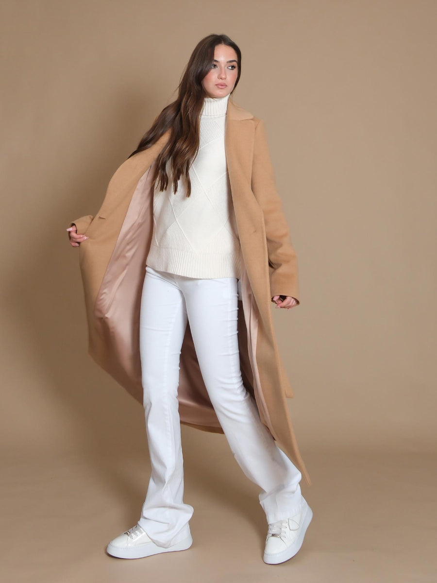 Cappotto Armoire lungo a vestaglia con tasche a filo cammello SP196 CAMMELLO Armoire 