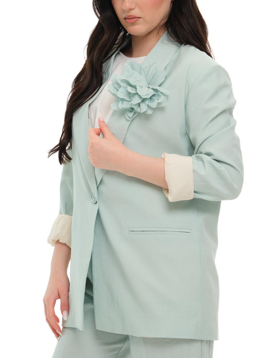 Giacca a 3/4 Imperial verde menta con spilla maxi fiocco J9990027T VERDE MENTA Imperial 