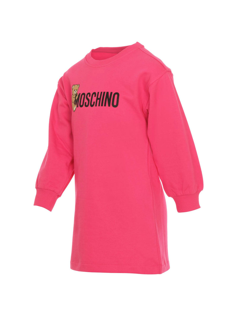 Abito in felpa Moschino fucsia con stampa teddy logo frontale HDV0GY 50541 Moschino 