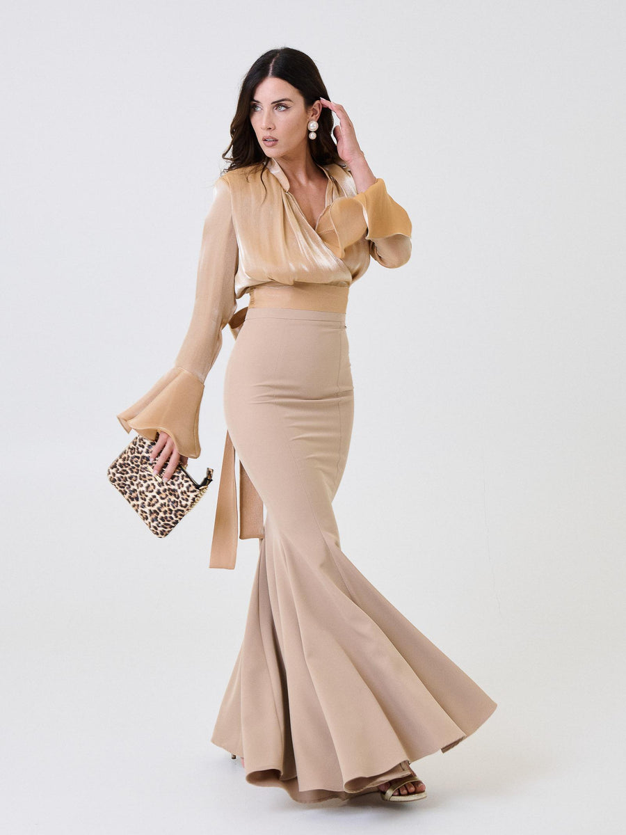 Camicia satinata Silence Limited sabbia con fiocco 3D CA7023 SAND Silence Limited 