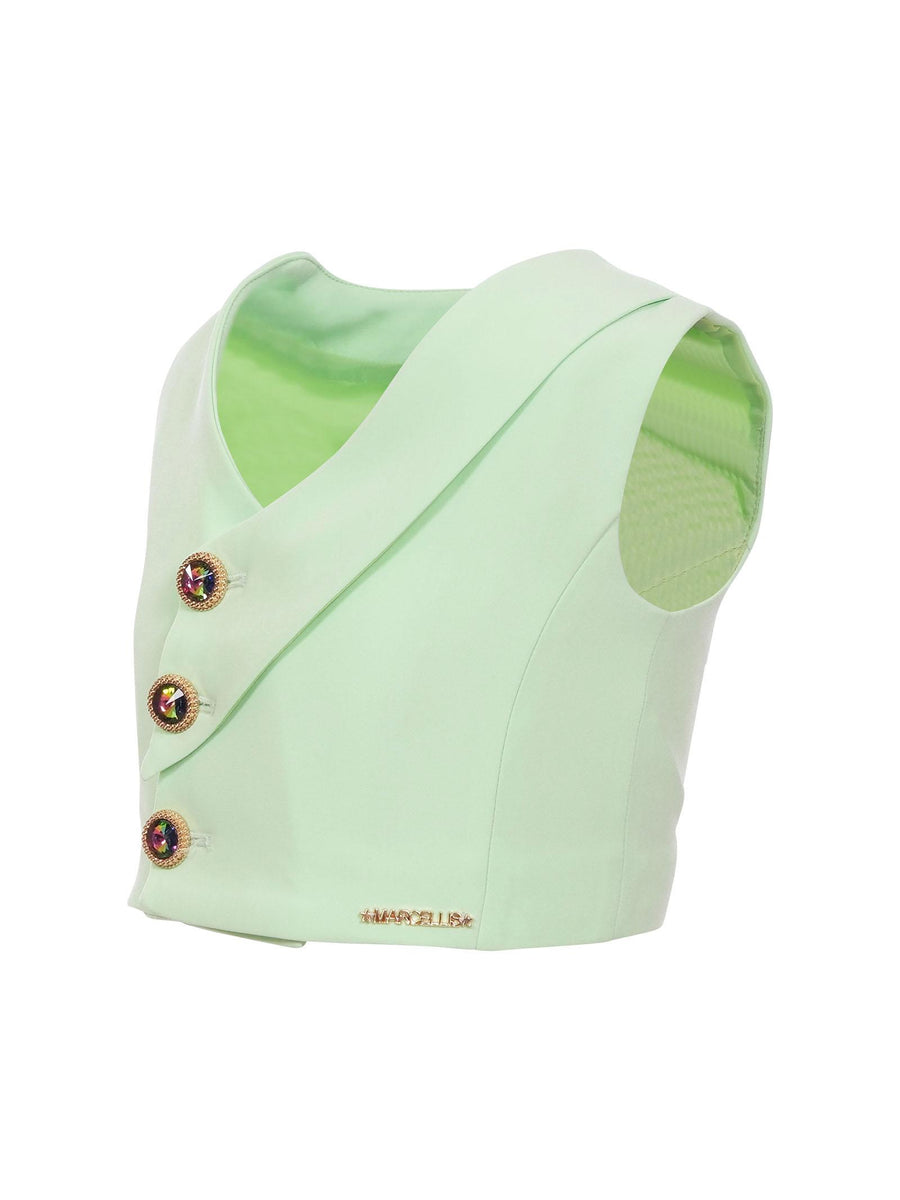 Gilet Marc Ellis verde acqua con bottoni gioiello WA01230 GREEN Marc Ellis 