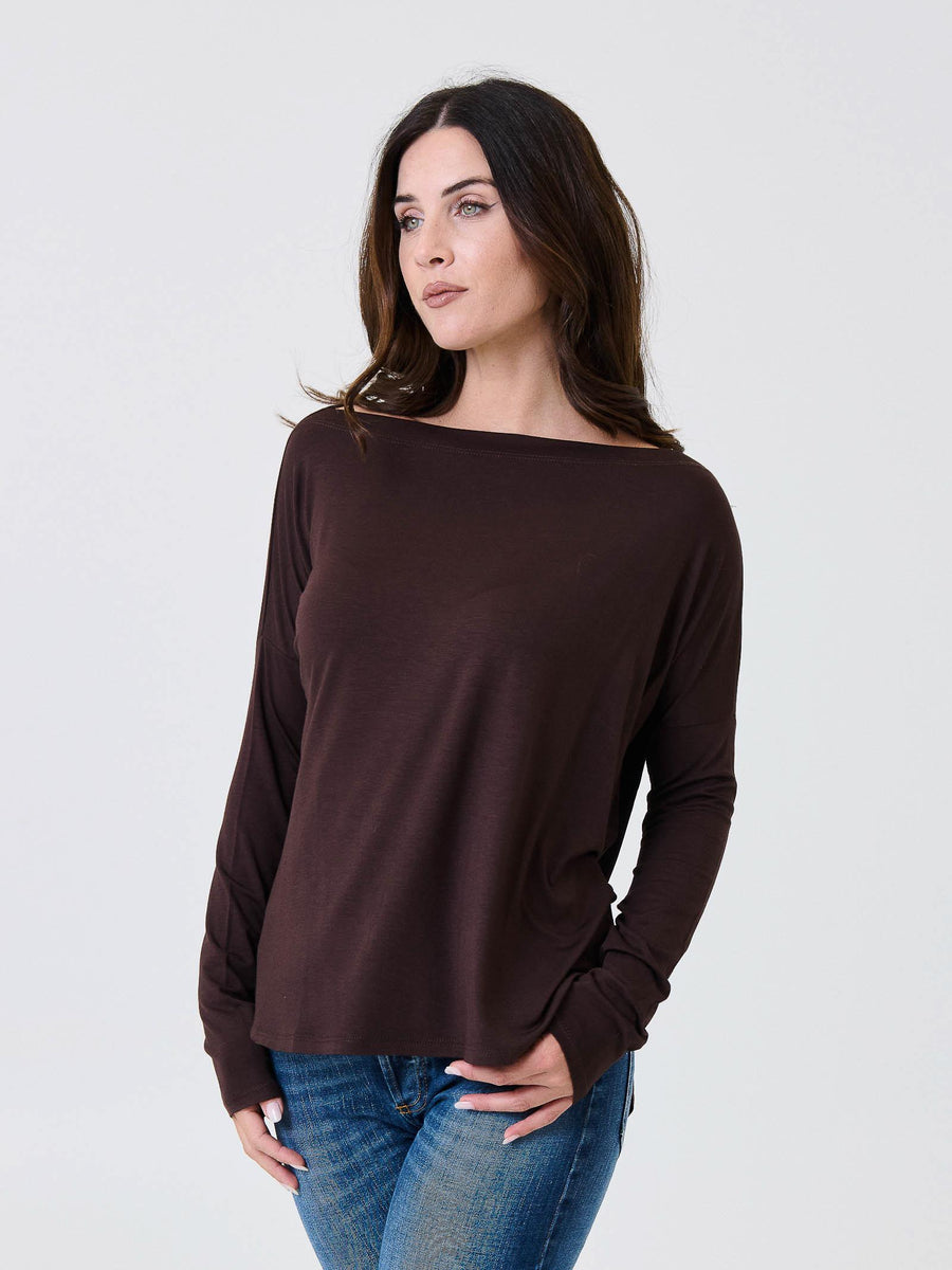 Maglia a maniche lunghe Kontatto mogano con scollo a barca MR5003C MOGANO kontatto 